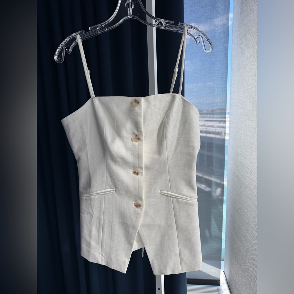 Astr White Textured Corset Top